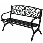 Záhradná kovová lavička – čierna